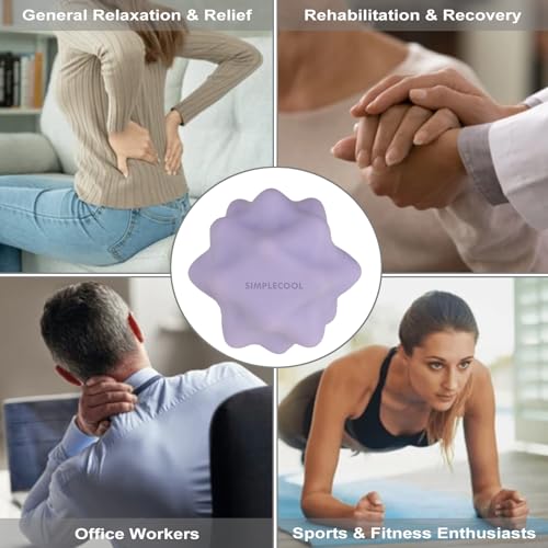Small Spiky Massage Ball Trigger Point Massage Tool 2.2"×2.1" Purple | Solid Bumpy Massager for Deep Tissue Myofascial Release Hand Foot Plantar Fasciitis Pain Relief Knots Acupoint Yoga Fitness - color: Purple
