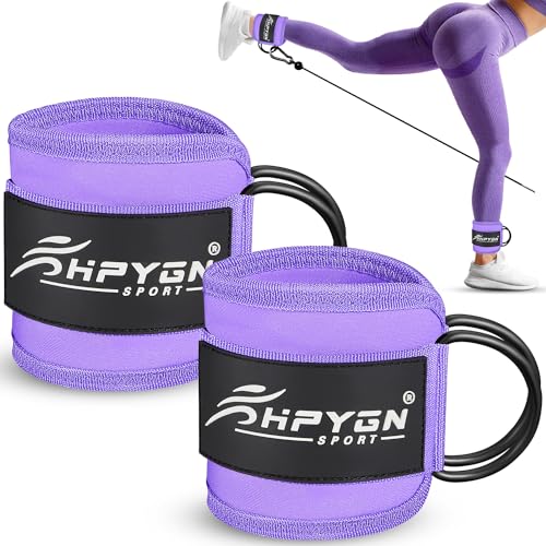HPYGN Ankle Strap for Cable Machine, Padded Ankle Straps for Cable Machine Kickbacks, Glute Workouts, Leg Extensions, Curls, Booty Hip Abductors Exercise, Adjustable Comfort Ankle Cuff for Gym - color: Purple