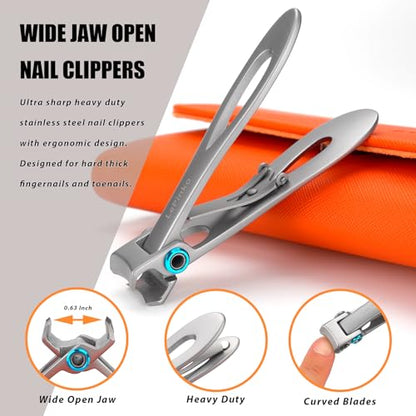 Nail Clippers Set for Thick Toenails and Fingernails, Heavy Duty Podiatrist Clippers for Ingrown Nails, Manicure Sets with Travel Leather Case, Gifts for Stocking Stuffers Men Women, 6PCS Orange - size: 6PCS