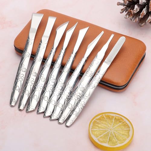 8Pcs Ingrown Toenail Removal Kit, Stainless Steel Pedicure Kit, Pedicure Knife Dead Skin Removal, Ingrown Toenail Treatment Tool Set with A PU Leather Box