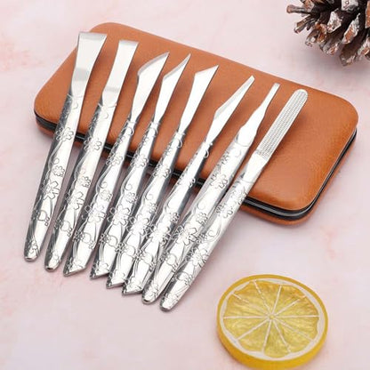 8Pcs Ingrown Toenail Removal Kit, Stainless Steel Pedicure Kit, Pedicure Knife Dead Skin Removal, Ingrown Toenail Treatment Tool Set with A PU Leather Box