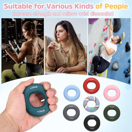 Silicone Ring Grip Strength Trainer with Finger Extension Band, Hand Grip Strengthener Forearm Trainer - color: Grey/Black, size: 50-80LB