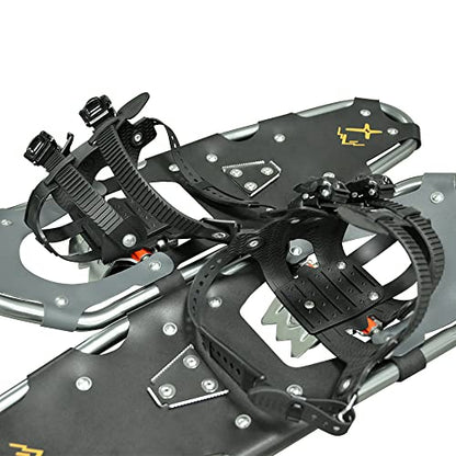 Snowshoes,Lightweight Aluminum Frame,13-Point Heavy Duty Crampons,UV Shoe Decking, and Ratchet System for Secure Fit Complete with Carry Bag for Convenient Storage and Travel - color: SILVER