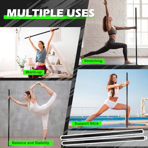 Sanwuta Yoga Stick 5.2ft Plastic Exercise Stick for Mobility and Flexibility Adjustable Exercise Equipment for Stretching Balance Posture Corrector Stiffness Relief