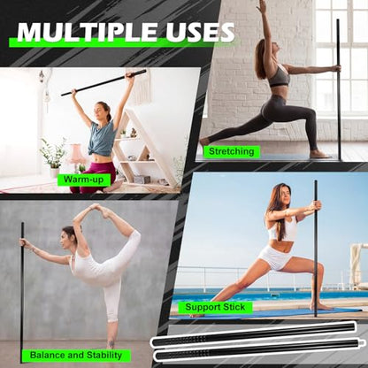 Sanwuta Yoga Stick 5.2ft Plastic Exercise Stick for Mobility and Flexibility Adjustable Exercise Equipment for Stretching Balance Posture Corrector Stiffness Relief