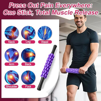 Muscle Roller Stick, Muscle Roller, Liposuction Massage Roller for Lymphatic Drainage, Massager Stick for Relief Muscle Soreness, Trigger Points, Help Exercise Runner Legs, Back Recovery - color: Purple