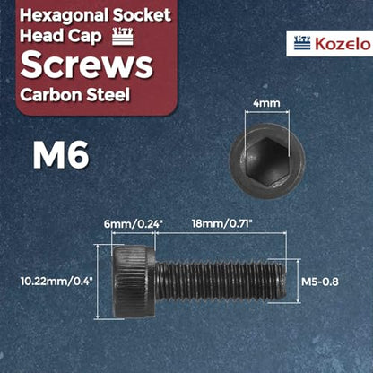 25pcs Socket Head Cap Screws - [M6-1 x 18mm] Alloy Steel Black Oxide Grade 12.9 Internal Hex Screw for 3D Printer Furniture Industrial Use, Black - size: M6-1x18mm