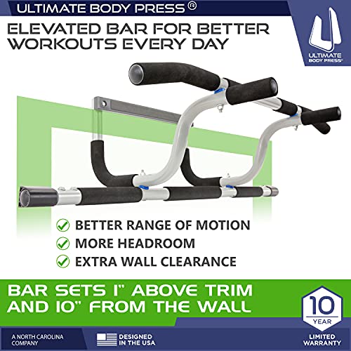 Ultimate Body Press XL Doorway Pull Up bar with Elevated bar & Adjustable Width - color: XL Doorway Pull Up Bar and Strap System