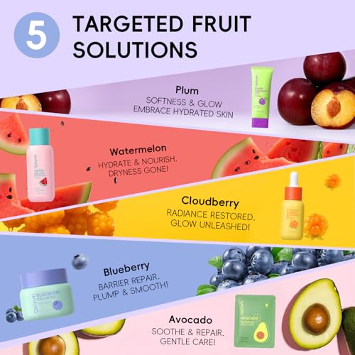 QUIYUM Fruit Skin Care Set for Dry Sensitive Skin, Natural Skincare Kit | Hyaluronic Acid & 5-Ceramide, Birthday Gifts for Women, Hydrating, Repairing, Gentle, Gift Sets - size: 11 Count (Pack of 1)
