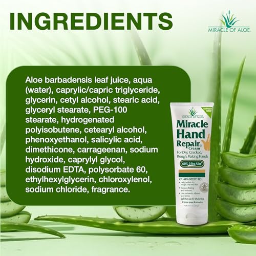 Miracle Hand Repair Cream, Hand Cream For Dry Cracked Hands, 1 Oz, 12 Pack | 60% Aloe Vera Cream, Non Greasy Moisturizer For Working Hands, Fast Absorbing Lotion For Extremely Dry Skin, Travel Size - size: 1 Fl Oz (Pack of 12)