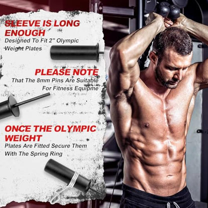 AHTAPFON Weight Stack Pin with 1 x Spring Collar,Weight Extender Pin,Fits Add 2" Weight Plates for Cable Machine,Fitness Equipment for Home Gym - size: 10×110mm-200mm-Rod