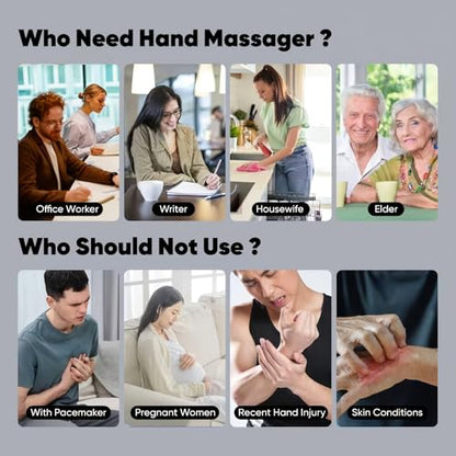 Hand Massager with Heat and Compression for Arthritis and Carpal Tunnel Relief, Finger Wrist Massager with 9 Modes & Hot Cold Therapy, Gifts for Women Men, Black - color: Black