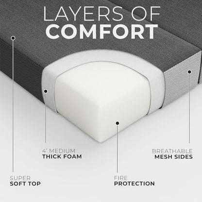Cozzzi Folding Mattress Full Size for Floor and Traveling with Removable Cover - Lightweight and Portable Folding Mattress for Adults & Kids - Compact and Easy to Storage (75in x 54in x 4in) - size: Full (75in x 54in x 4in), style: Gray