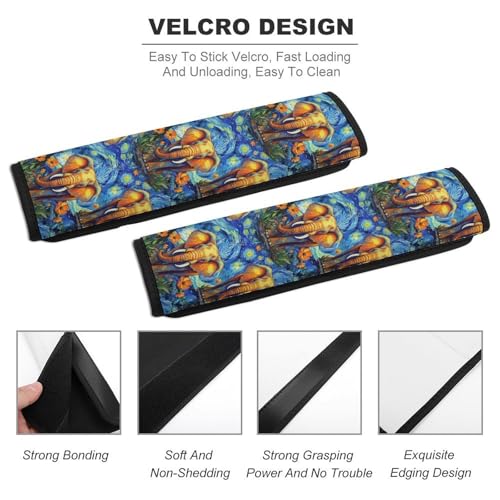 2PCS Elephant Starry Night Car Seat Straps Shoulder Pads Soft Padded Seat Belt Cushion for Adult Use, Car Seats Pushchair Strollers High Chair Pushchair, Anti-Slip Pad - color: Pattern 8