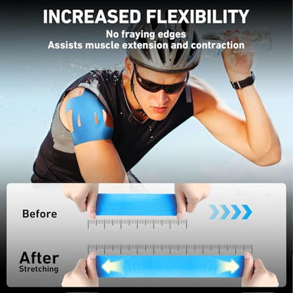 Kinesiology Tape for Shoulder Precut, 12 PCS Shoulder Tape for Pain Relief, KTQUICK Original Cotton Waterproof & Breathable, Enhance Elastic Sports Tape for Pain Support and Muscle Sports, Blue | Blue, Precut Shoulder Support Tape with Premium Cotton, Bre