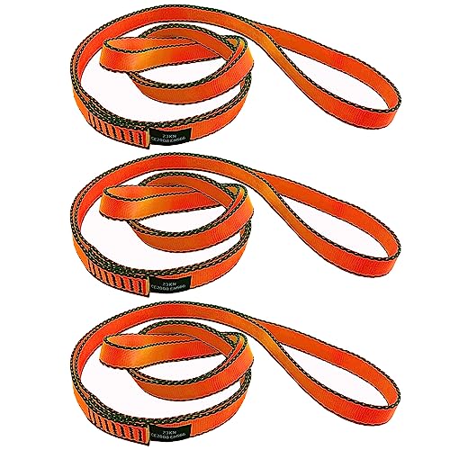 18MM Nylon Climbing Slings Runners 23 kN Strong Webbing Straps for Rock Climbing, Rappelling, Swing, Yoga Hammock etc - color: 3PCS Orange, size: 24inch/60cm
