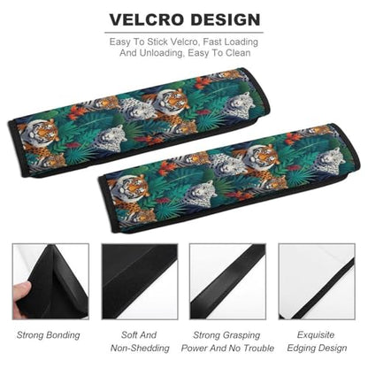 2 Piece Jungle Animals Lion Tiger Leopard Print Car Seat Belt Pad Breathable Seat Belt Cushion for Child, Stroller Pushchair High Chair, Easy Install (No Tool) - color: Pattern 111
