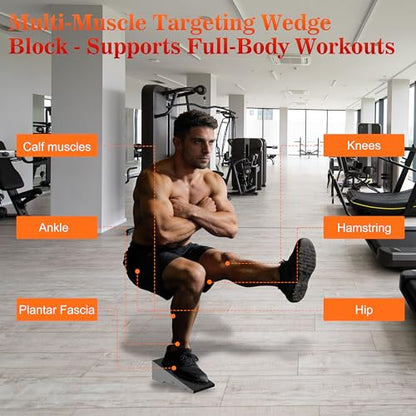 Steel Squat Wedge, 2 Pcs 800 lbs Max Capacity Block for Deeper Squat | 16° Ergonomic Heel Elevation; Non-Slip Feet; Anti-Slip Textured Top; Easy to Carry; Weightlifting; Foot Stretches; Home Gym