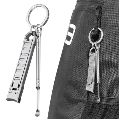 Ultra Thin Keychain Fingernail Clipper, 0.4cm Slim 20g Lightweight Foldable Nail Trimmer with Ear Pick and Integrated Nail File Set for Men, Adults Portable Daily Travel Carry - color: Set a