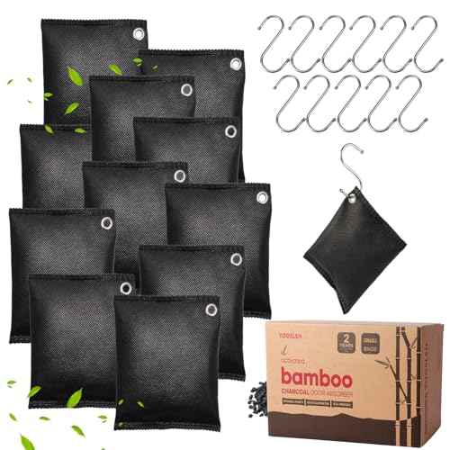 Activated charcoal deodorizer (11 x 100g), bamboo charcoal air purification bags, suitable for dehumidifying, home, refrigerator, shoes, pets, wardrobe, car air freshener deodorant bags. - color: 100g * 11pack