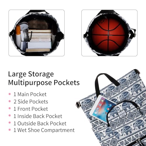 Dry Wet Drawstring Backpack with Shoe Compartment for Women Adjustable Gym Bag - color: Elephant