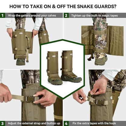 Snake Gaiters Chaps, Durable Lower Legs Anti-Snake Bite Guards - color: Khaki
