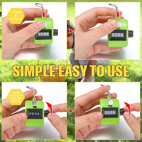 TOODOO 6 Pack Hand Tally Counter 4 Digit Mechanical Palm Clicker Plastic Hand Held Counter Clicker with Metal Finger Ring for School Golf Sports Events Office Stadium - color: Candy Color