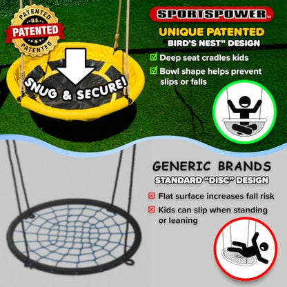 Sportspower 800lbs ‘Swing & Play’ Metal Swing Set for Backyard & Outdoors, 2 Swings & Standing Swing, 2-Person Glider, 2-Person Saucer, 5ft Slide, Bonus Anchors, 6-YR WRTY, 6.1' Tall