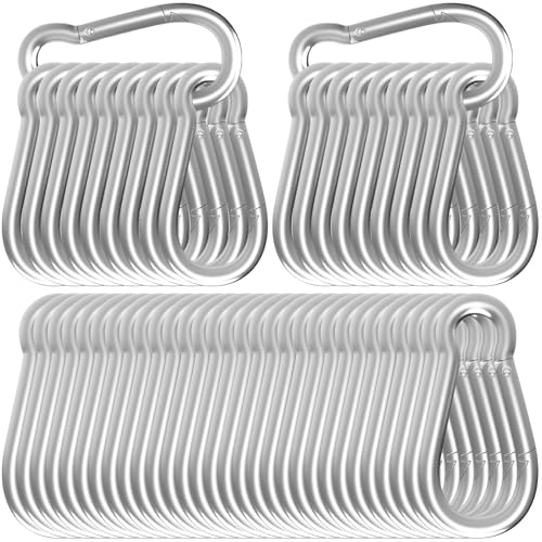 Heavy Duty Spring Snap Hook Carabiners, Galvanized Steel Quick Links, Spring Clips in Black & Silver, Multiple Sizes: 1.6Inch/2Inch/2.4Inch/3Inch/4Inch, for Swing Hammock Camping Keychain Outdoor - size: M8-50PCS, style: Silver
