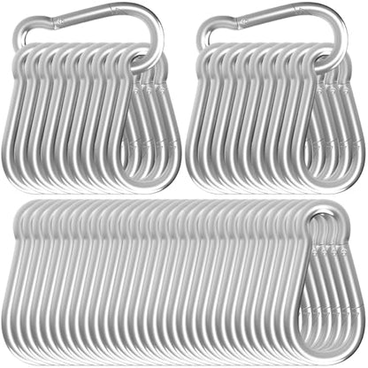 Heavy Duty Spring Snap Hook Carabiners, Galvanized Steel Quick Links, Spring Clips in Black & Silver, Multiple Sizes: 1.6Inch/2Inch/2.4Inch/3Inch/4Inch, for Swing Hammock Camping Keychain Outdoor - size: M8-50PCS, style: Silver