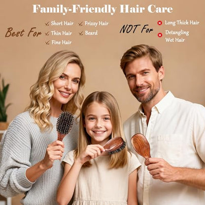 Small 100% Boar Bristle Hair Brush Since 1965 British Craftsmanship | Handmade Natural Wooden Travel Hairbrush/Beard Brush, Soft Bristles Gentle Smoothing Women Men Kids Thin Fine Hair, Portable - size: Small