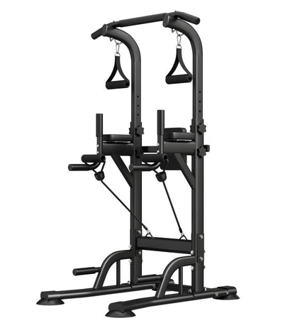 Freestanding Power Tower Dip Station, Adjustable Pull Up Bar for Home Gym with Backrest & Resistance Bands, 450 LBS Heavy Duty Multi-Function Calisthenics Workout Equipment for Adults & Teens