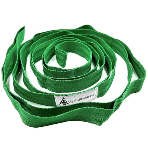 Stretching Strap Yoga Strap with Loops for Physical Therapy, Non-Elastic | 10 Loops, 75 inches length, Multi-Color Selection for Yoga Strap for Stretching, Pilates, Dance and Gymnastics - color: Dark Green