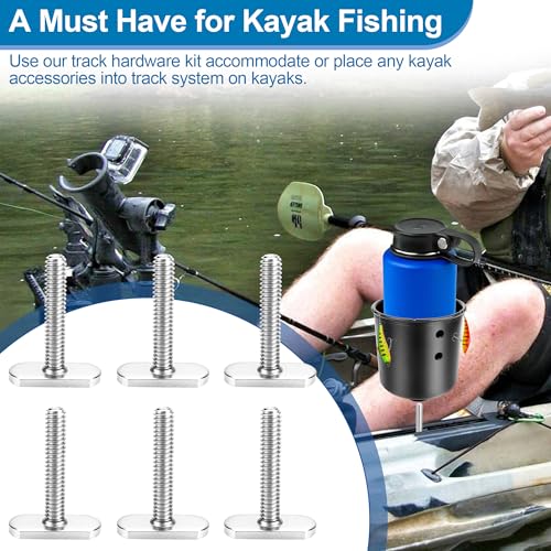 T Bolts for Kayak Track/Rail Mount, Kayak Track Accessories Screws 1.5 Inch Long, Nuts 1/2 Inch Wide, Kayak Hardware T-Slot Bolts 6 Pack - size: 1.5 Inch