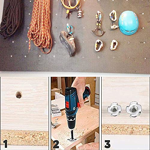 T Nuts 1/4"-20,5/16"-18, 3/8"-16,Hincell 120pcs Zinc Plated Steel T-Nut 4 Pronged Tee Blind Nuts Assortment Kit for Wood, Rock Climbing Holds, Cabinetry, Furniture,etc. - size: 1/4"-20,5/16"-18,3/8"-16(120pcs Assortment)
