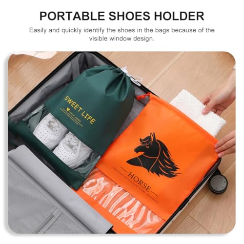 6pcs Drawstring Shoe Bags Travel Organizer Portable Non-woven Fabric Dustproof Storage Pouches Large 30x44cm for Sneakers and Slippers