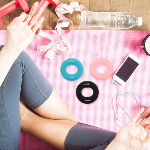 3pcs Silicone Hand Grip Strength Trainer Set Adjustable Resistance Rings 20-80lbs for Finger Strengthening, Hand Massage, Rehabilitation, and Rock Climbing Exercise