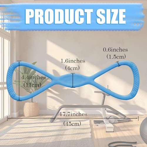 Figure 8 Resistance Band for Women, 8 Shaped Resistance Bands with Handles, Shoulder Back Arm Bands for Workout - color: blue