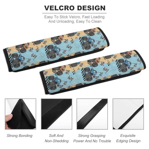 2PCS Universal Fit Car Seat Belt Pad for Kids, Most Cars, Truck Monster Racing Car Seat Belt Cushion, Shock Absorption - color: Pattern 634