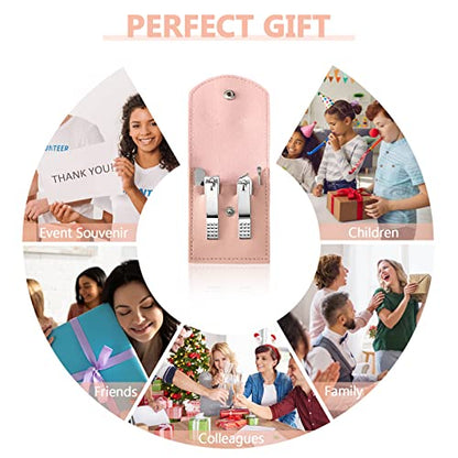 Lasnten 24 Set Valentine Manicure Set Bulk Nail Clippers Grooming Nail Kit Stainless Steel Professional Pedicure Tools Kit with Travel Case for Men Women Valentine's Day Gift(4 in 1,Pink) - color: Pink, size: 4 in 1