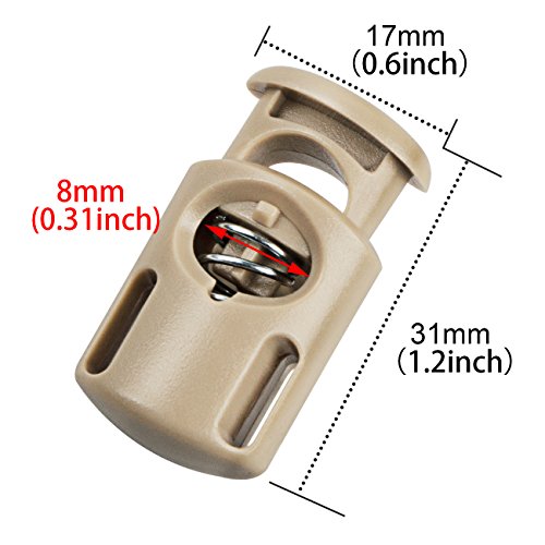 DYZD Plastic Cord Locks End Spring Stop Toggle Stoppers Multi-Colour (10PCS, Khaki) - color: Khaki