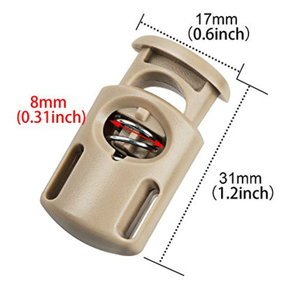 DYZD Plastic Cord Locks End Spring Stop Toggle Stoppers Multi-Colour (10PCS, Khaki) - color: Khaki