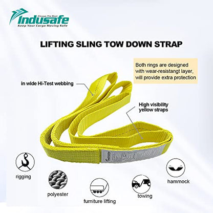 1" x 9’Rigging Moving Straps Lifting Sling Tree Saver Recovery Straps Twisted Eye Web Sling 1600lbs Vertical Capacity - color: Yellow - Vertical Capacity 1600LBS, size: 9ft