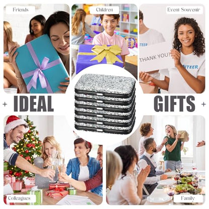 Geosar 12 Set 8 in 1 Manicure Kit Gifts Stainless Steel Nail Clippers Set Pedicure Care Tools with Leather Case Travel Portable Grooming Kit for Women Men Nurse Hands Foot(Glitter Silver) - color: Glitter Silver