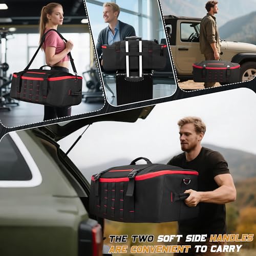 Smasrob 65L Tactical Duffle Bag Gym Bag with Backpack Straps, Wet Pocket and Detachable Dividers, Duffle Backpack for Travel, Sports and Military, Black