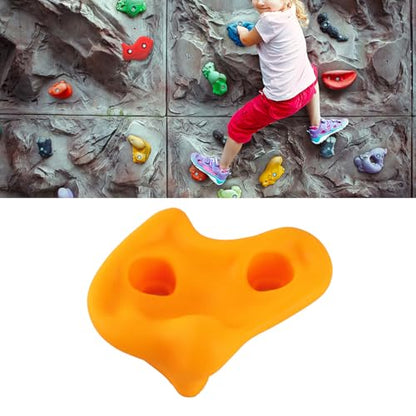 HERCHR 10 Rock Climbing Holds, PE Ergonomic Rock Wall Holds Grips for Indoor and Outdoor Playground Play Set Includes Mounting Hardware - color: Yellow