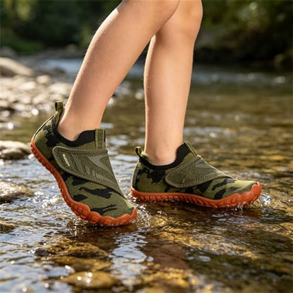 KUBUA Versatile Kids Water Shoes Boys Girls Quick Dry Swim Aqua Socks | Wide Toe Box, Lightweight, Barefoot-Style, Breathable, Beach, Pool, Kayak, Water Parks, Hiking, Toddler, Little Kid, Big Kid - color: Green, size: 8 Toddler