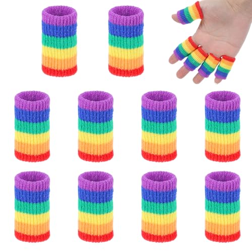 Yuanchu Crochet Finger Guard, 10 PCS Finger Covers Compression Finger Sleeves Elastic Knitting Finger Protector Breathable Protectors Sport Arthritis Swelling Cushion for Writing