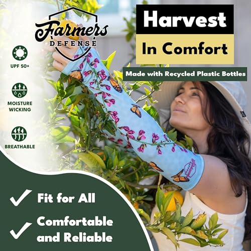 FARMER'S DEFENSE Gardening Arm Sleeves|UV Cooling Protective Sleeve Women & Men|Anti-Scratch Cover Sun UPF Outdoor Protection - Green Hunter Camo - XS - color: Green Hunter Camo, size: X-Small