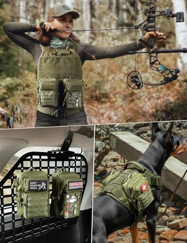 2 Pack Molle Accessories Tactical EDC Pouch, Small Tool Bag, Utility Phone Holder IFAK for Duty Belt, Backpack, Vest (Includes 2 US Flag Patch) - color: Green